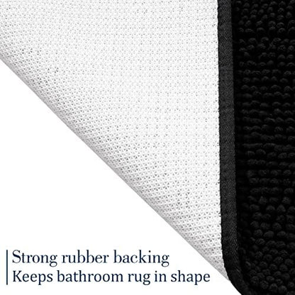 LOCHAS Luxury Bathroom Rug Shaggy Bath Mat 24 x 70 Inch, Black