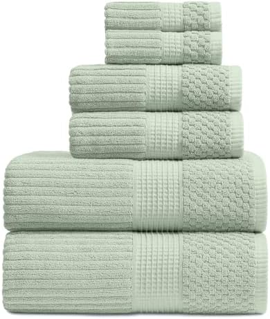 Springtree Home 100% Cotton Bath Towel Set | 6-Piece Set | Eucalyptus