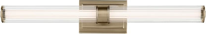 Kichler Laurene LED Bath Bar Light, Champagne Bronze | Linear vanity light with clear fluted glass for bathroom mirrors (31" x 5"), 55197CPZLED