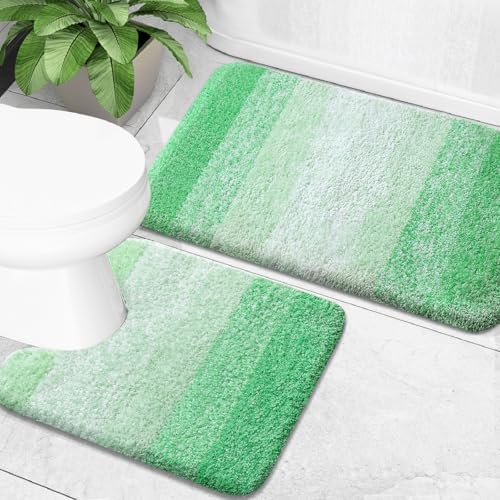 OLANLY Micorfiber Bathroom Rug Set 2 Piece, 30"x20"+U-Shaped 24"x20"