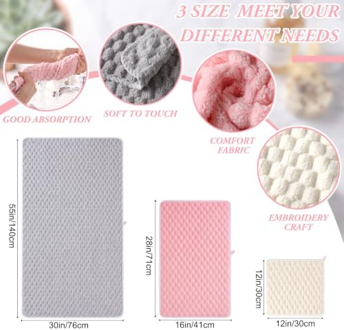 Hahafelt Decorative Bathroom Towel Set,Pastel Tricolor, Coral Fleece
