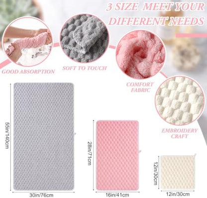 Hahafelt Decorative Bathroom Towel Set,Pastel Tricolor, Coral Fleece