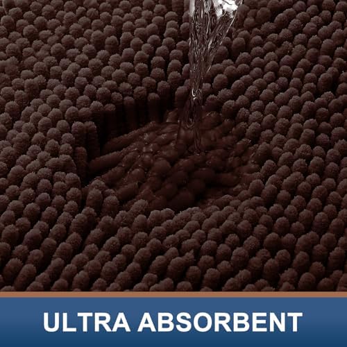 Smiry Bathroom Rugs 30X18, Luxury Chenille Extra Soft Absorbent Bath Mat