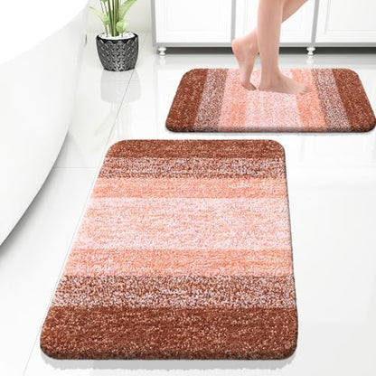 OLANLY Micorfiber Bathroom Rug Set 2 Piece, 30"x20"+24"x16"