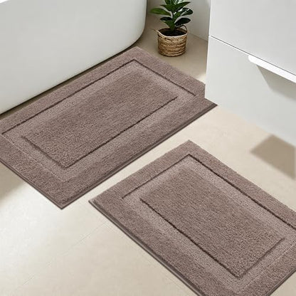SHACOS Soft Microfiber Bathroom Rugs Set of 2 Pieces, Coffee
