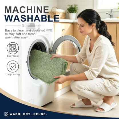 OLANLY Microfiber Small Bathroom Rugs 24x16, Soft Bath Mat, Sage Green