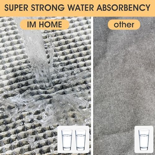 IM HOME Waffle Bath Mat Set 2 Piece Darkgrey & Cream,Woven Modern Bath Rug Mats, Absorbent Non Slip Bath Floor Mat, Soft Washable Boho Bath Rugs with Tassels for Bathroom, Bedroom,Tub