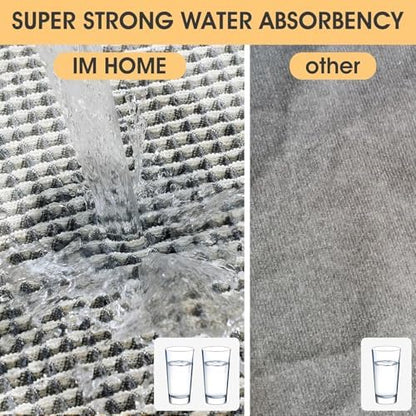 IM HOME Waffle Bath Mat Set 2 Piece Darkgrey & Cream,Woven Modern Bath Rug Mats, Absorbent Non Slip Bath Floor Mat, Soft Washable Boho Bath Rugs with Tassels for Bathroom, Bedroom,Tub
