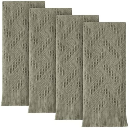 HunnmingRe 4 Pack Boho Hand Towel for Kitchen, Sage Green