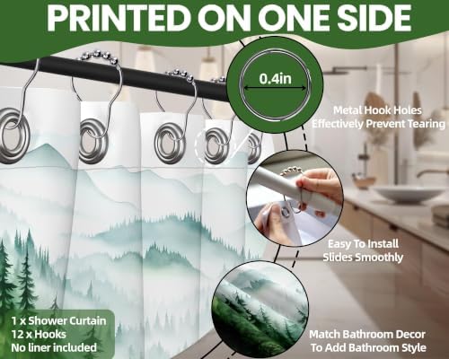 Dark Green and White Stall Shower Curtain, 48X72 in Narrow Small, Forest