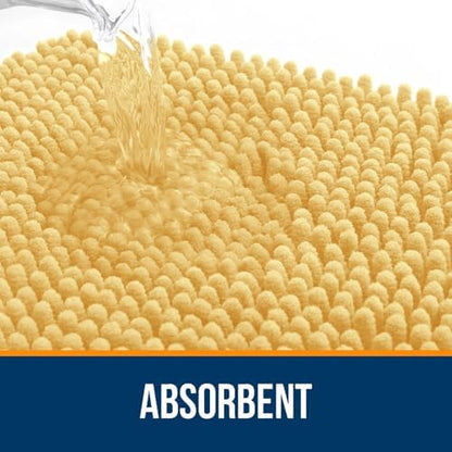 OLANLY Chenille Bathroom Rugs Mats Sets 2 Piece, 36"x24"+24"x20", Yellow