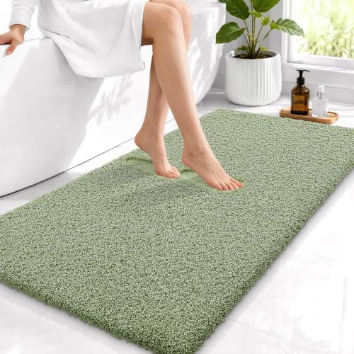 OLANLY Microfiber Bathroom Runner Rugs 44x24, Soft Bath Mat, Sage Green