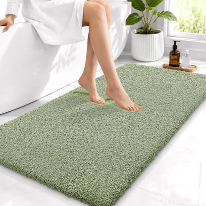 OLANLY Microfiber Bathroom Runner Rugs 44x24, Soft Bath Mat, Sage Green