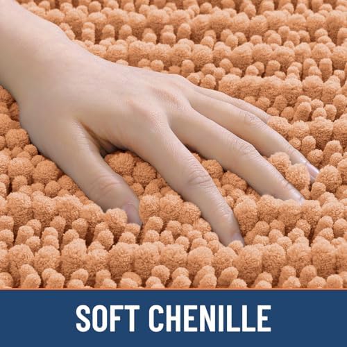 Smiry Bathroom Rugs 24X16, Extra Soft Rubber Backing Chenille Bath Mats