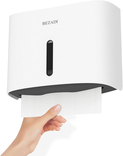 Paper Towel Dispenser,Large Capacity Wall Mount Tissue Dispensers with Smart Lock, Used for Kitchen and Bathroom Toilet Paper Holders White