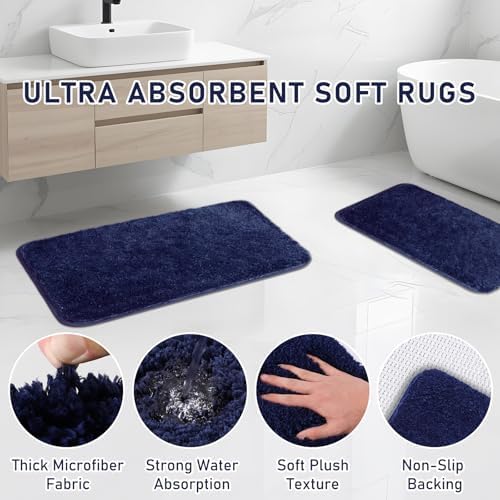 Bathroom Accessory Set - Bathroom Set, 12PC Bathroom Accessories Set, Navy Blue Bathroom Accessories Set, Mini Trash Can, Toilet Brush, Trash Can & Soap Dispenser