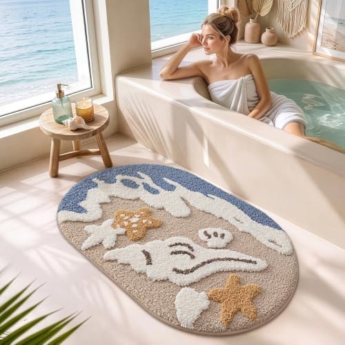 LUMI Beach Bathroom Rug Soft Microfiber Absorbent Bath Mat 24x44