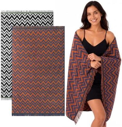 ecolook Chevron Pattern Beach and Bath Towels 2 Pack, Decorative Cotton