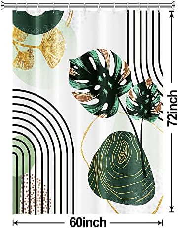 Boho Green Shower Curtain with Hooks for Bathroom 6072 Inch