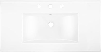JONATHAN Y SNK1003A Ancillary 3-Hole 36 in. W x 18.25 in. D Classic Contemporary Rectangular Ceramic Single Sink Basin Vanity Top, White