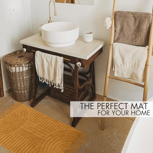 KIBAGA Beautiful Boho Rug with Tassels for Bathroom - Soft 2x3 ft Cotton