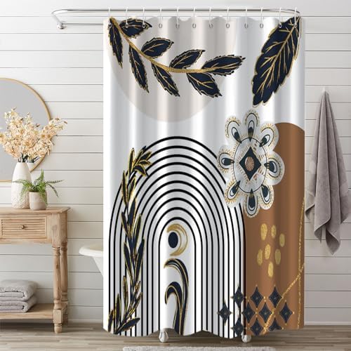 Black and Gold Boho Shower Curtain for Bathroom 72x78 Inch