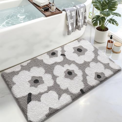 LUMI Bathroom Rug 24x43, Soft Absorbent Microfiber Bath Mat, Non Slip