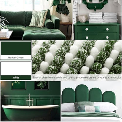 BSICPRO Bathroom Rugs Sets 2 Piece, Non Slip Striped Bath Mat, Hunter Green