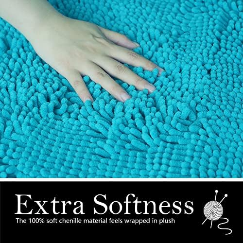 Bathroom Rugs Chenille Bath mat 2 Piece Set, Super Absorbent, Strong PVC Non Slip Backing, Bath mats for Bathroom, Plush Shaggy, Thick, Machine Washable, Bathtub, Toilet.(Turquoise)