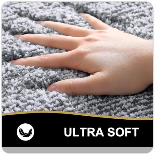 OLANLY Large Bathroom Rugs 44x32, Absorbent Microfiber Bath Rugs, Dark Grey