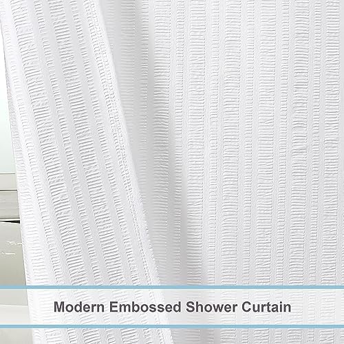 Aiyufeng Moga White Fabric Shower Curtain 72 Inch Long for Bathroom