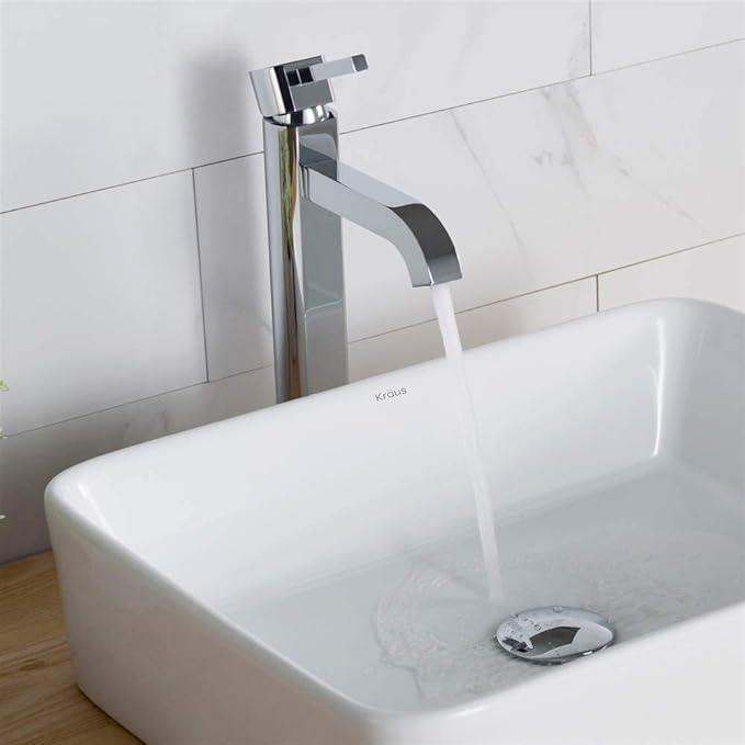 KRAUS Ramus Single Handle Vessel Sink Bathroom Faucet in Satin Nickel, FVS-1007SN