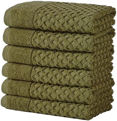 Great Bay Home Hand Towels - 100% Cotton 6 Pack 26x16 Hand Towel Set - Absorbent, Durable, Quick-Dry Towels for Bathroom (Olive)