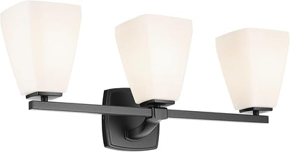 Kichler Marant 21.25" 3-Light Vanity Light with Opal Glass in Black, for Bathroom, Powder Room, Over a Mirror, (21.25" W x 9.5" H), 55216BK