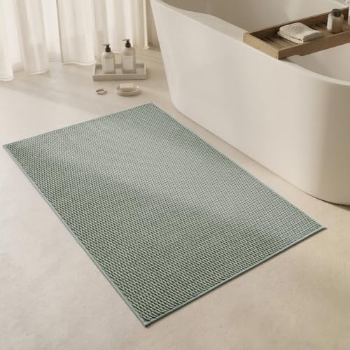 Triohero Large Bathroom Rugs Non Slip Washable Bath Rugs Super Absorbent Bathroom Rug Thin Quick Dry Low Pile Bath Mats, Sage Green 36"x48"