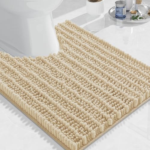 Arotive Toilet Rugs U-Shaped 24x20, Soft Absorbent Chenille Shaggy Bath Mat