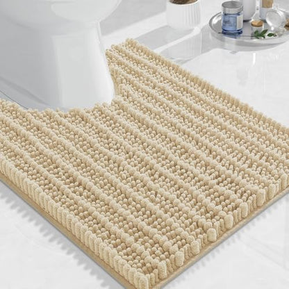 Arotive Toilet Rugs U-Shaped 24x20, Soft Absorbent Chenille Shaggy Bath Mat