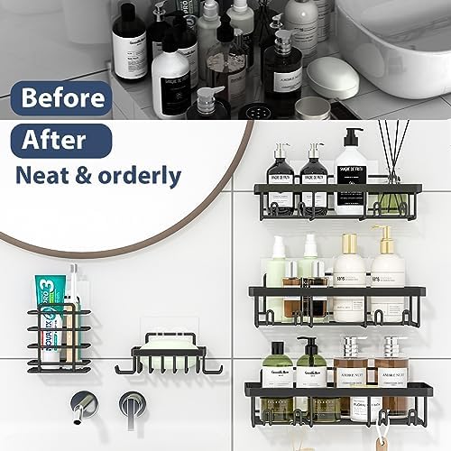 Liuoud 10 Pack Shower Caddy for Inside shower, Black Bathroom Storage Decor