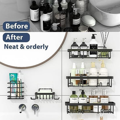 Liuoud 5 Pack Shower Caddy for Inside Shower, Black Bathroom Storage Decor