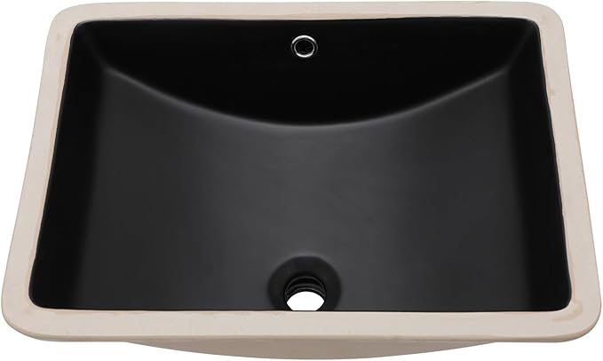 Lordear Undermount Black Bathroom Sink 21x15 Inch Bathroom Vanity Sinks Undermount Rectangle Black Porcelain Ceramic Bathroom Under Counter Lavatory Vanity Sink Basin with Overflow