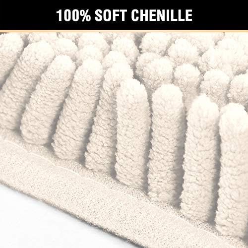 H.VERSAILTEX Bath Mat Bathroom Rug Bath Rugs for Bathroom Non Slip Bath Mats Extra Thick Chenille Rug 17" x 24" Absorbent Soft Shaggy Washable Dry Fast Plush Rugs for Bathtubs - Ivory