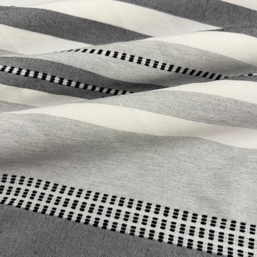 Serafina Home Charcoal Grey & White Modern Cotton Fabric Shower Curtain,