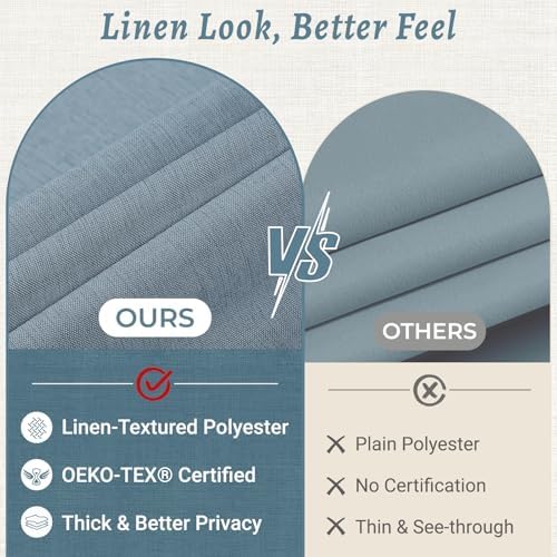 WONICY No Hook Shower Curtain with Liner, Gray Blue, 71 x 74 Inch