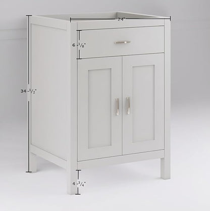 24" Light Grey Bathroom Vanity Base Only – Freestanding Solid Wood Sink Cabinet with Tip-Out Drawer, Shaker Style Storage, No Top or Sink, 36" W x 21" D x 34.5" H