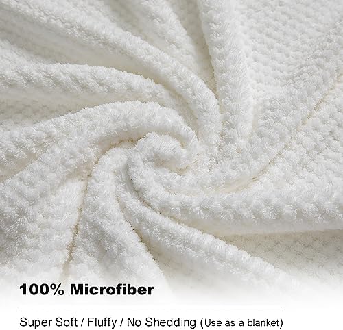 2 Piece Hand Towels Set,100% Microfiber - Quick Dry, Thick, Soft, Plush and Highly Absorbent Luxury Hotel & Spa Bath Towel for Bathroom, Pack of 2 (White)