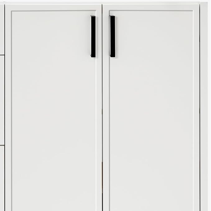 ARIEL Kelly 72-inch Bathroom Vanity with Sink,Solid Wood, 1.5-inch Pure White Quartz Countertop & Backsplash, Double Rectangular Porcelain Sink, 4 Soft Closing Doors, 5 Dovetail Drawers, White
