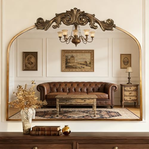USHOWER Vintage Gold Mirror 30x36 Inch, Antique Baroque Bathroom Mirror