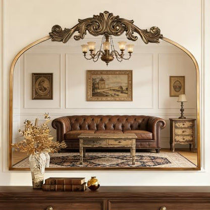USHOWER Vintage Gold Mirror 30x36 Inch, Antique Baroque Bathroom Mirror