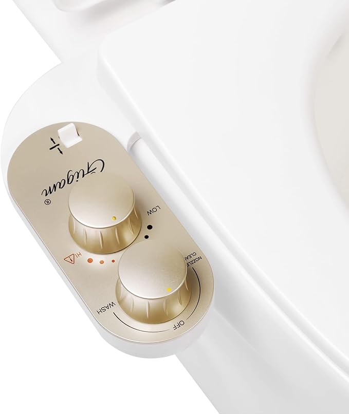 Bidet Attachment for Toilet Warm Water, Ultra-Slim Bidet Hot and Cold,Non-Electric Bidet Attachment for Frontal/Rear Wash, with Retractable Nozzle, Pressure & Angle Controls,Easy to install