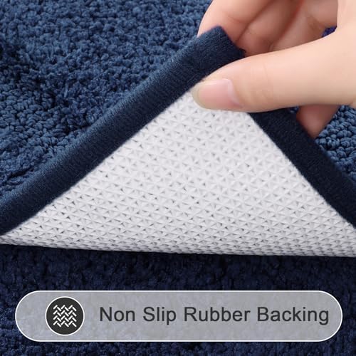 SHACOS Soft Navy Blue Black Bathroom Rugs Sets 2 Pieces 32x20 inch